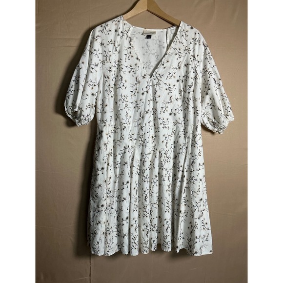 Universal Thread Women's XX Large White Floral Tiered Midi Dress Balloon Sleeve - Picture 2 of 7